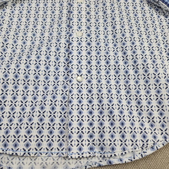 Panhandle Flip Cuff Blue White Aztec Arrow Long Sleeve Button Down Shirt Medium - Picture 13 of 16